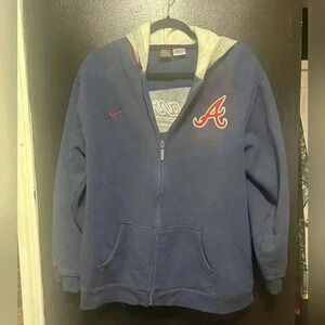 Vintage Atlanta Braves Nike Hooded Zip Up Sweatshirt MLB Baseball